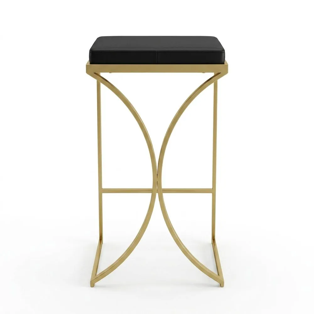 Barhocker Stahlgestell PU-Leder Schwarz/Gold