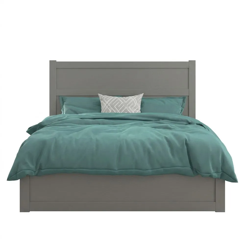 Doppelbett aus grauem Massivholz 200x180cm