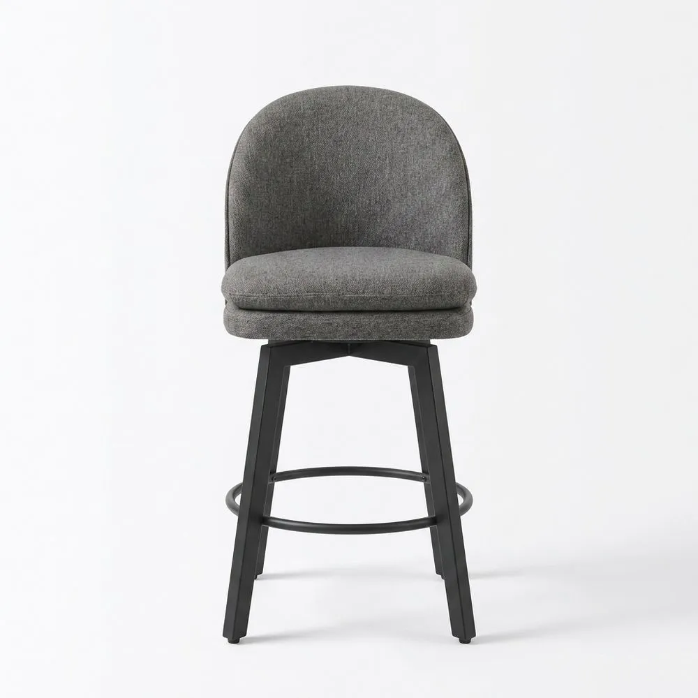 Drehbarer Barhocker Grau Stahl Polyester
