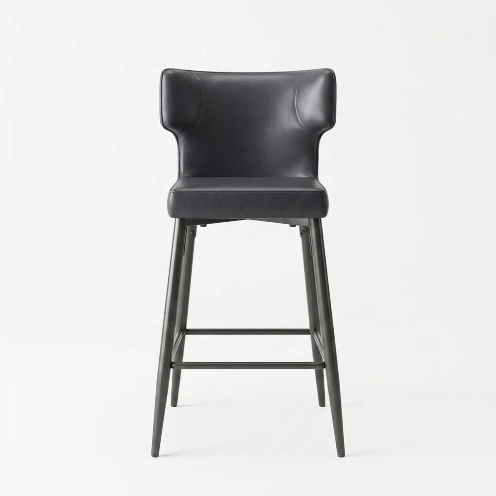 Barhocker aus Kunstleder Schwarz mit Stahlgestell