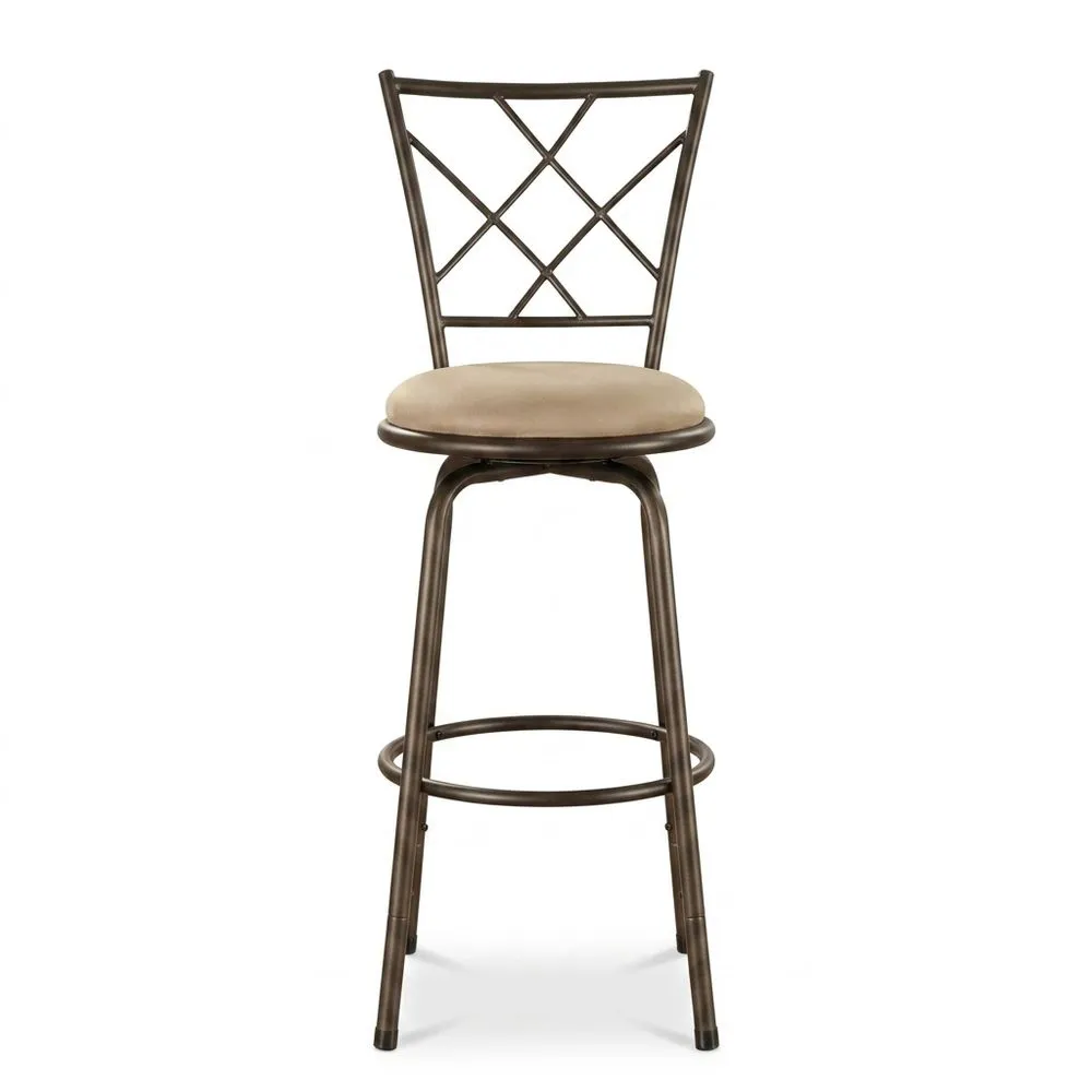 Brauner Barhocker aus Stahl mit Polyesterfaserkissen, 100 cm hoch