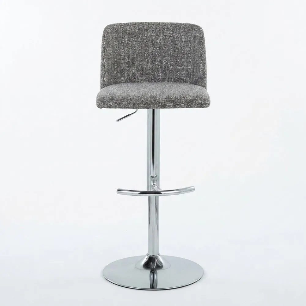 Barhocker aus grauem Polyestergewebe