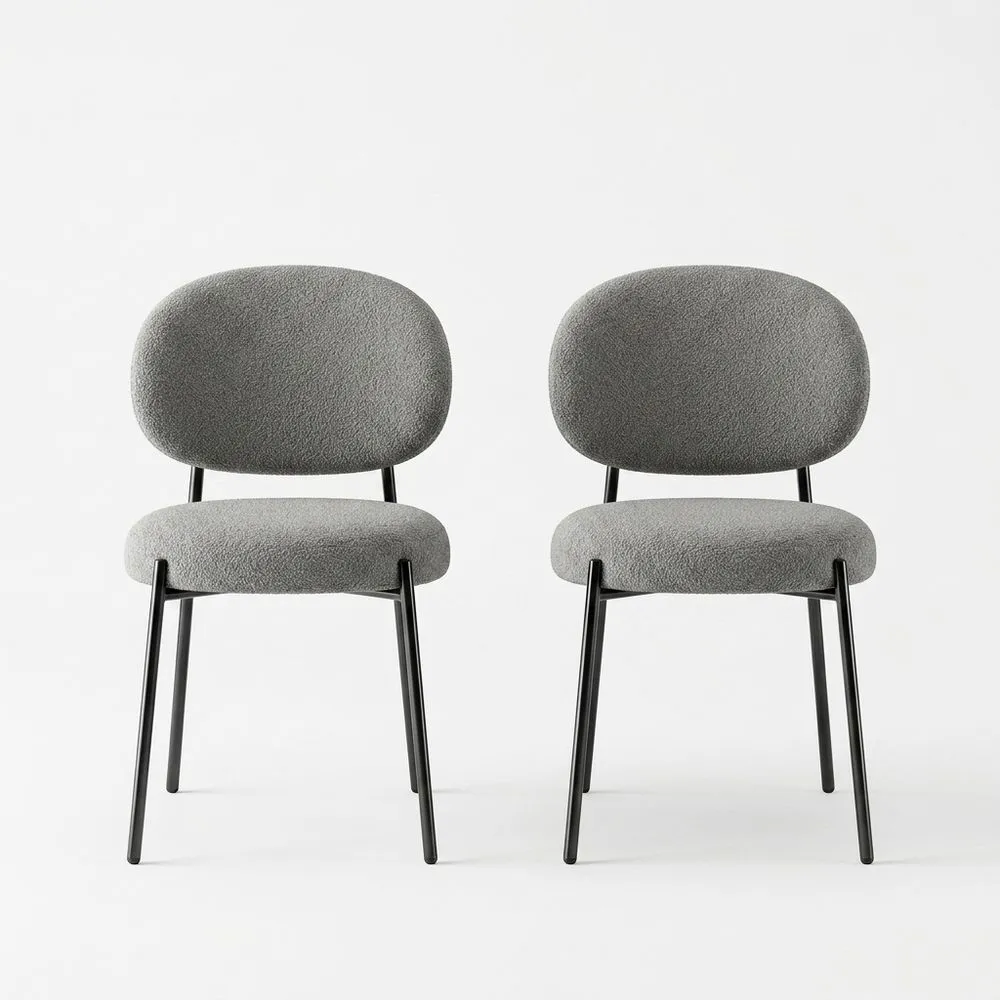 Set aus 2 Stühlen aus Stahl mit grauem Stoffbezug