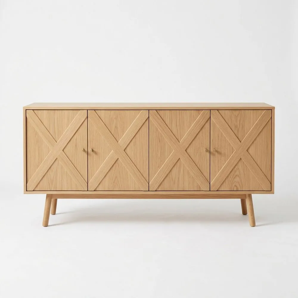 Sideboard aus Eiche mit vier Türen und Eichenholzgriffen 180 (Länge) cm