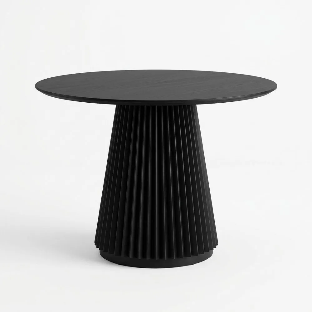 Runder Esstisch aus Eichenfurnier Schwarz 120 (Durchmesser) cm