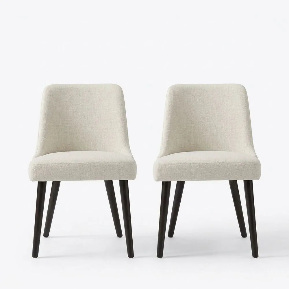 Esszimmerstuhl-Set 2 Stück Polyestergewebe Beige Massivholzbeine