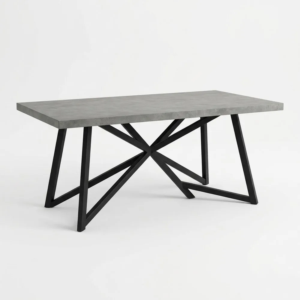 Esstisch Stahlgestell Zementversiegelung Grau 180x90x75cm (L x B x H)