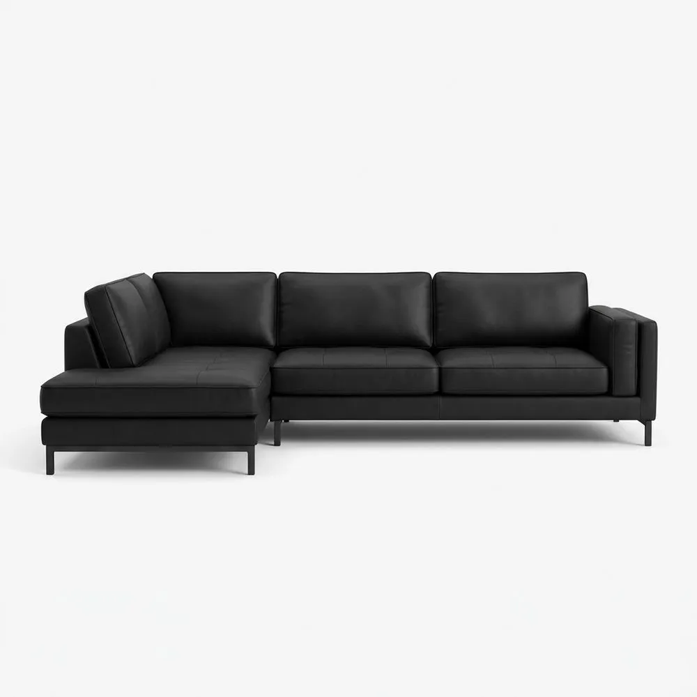 Ecksofa mit Ottomane Kunstleder Schwarz, Länge 280 cm
