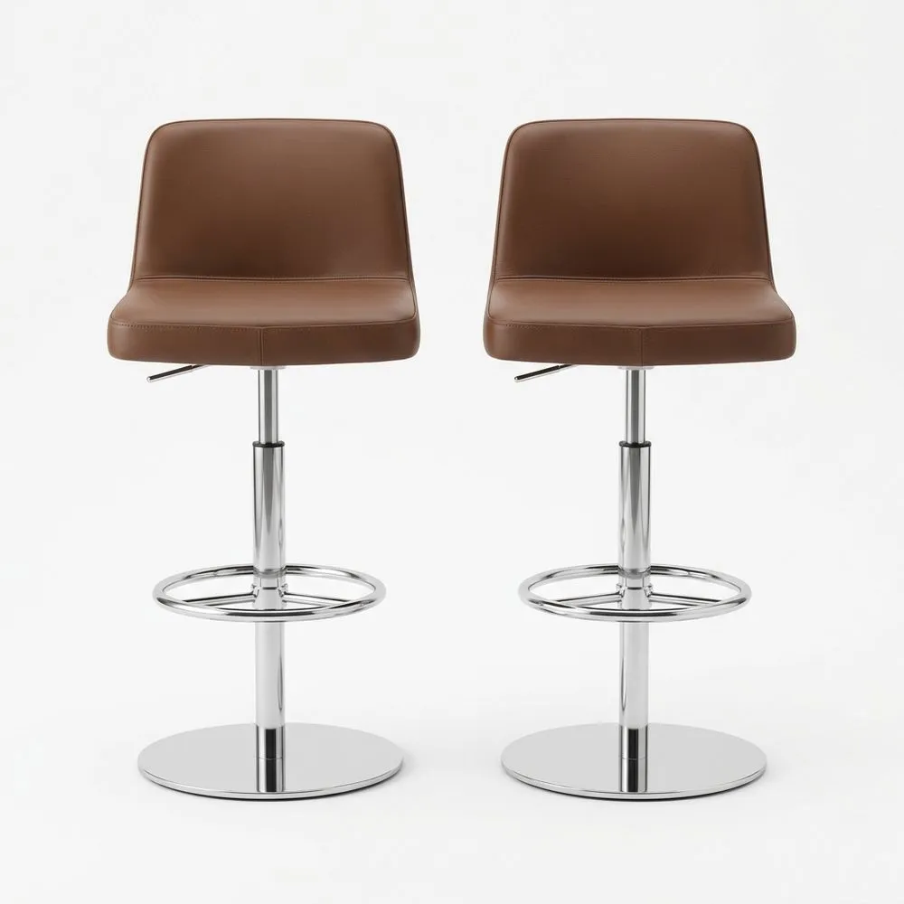 2er Set Barhocker PU-Leder Braun höhenverstellbar und drehbar