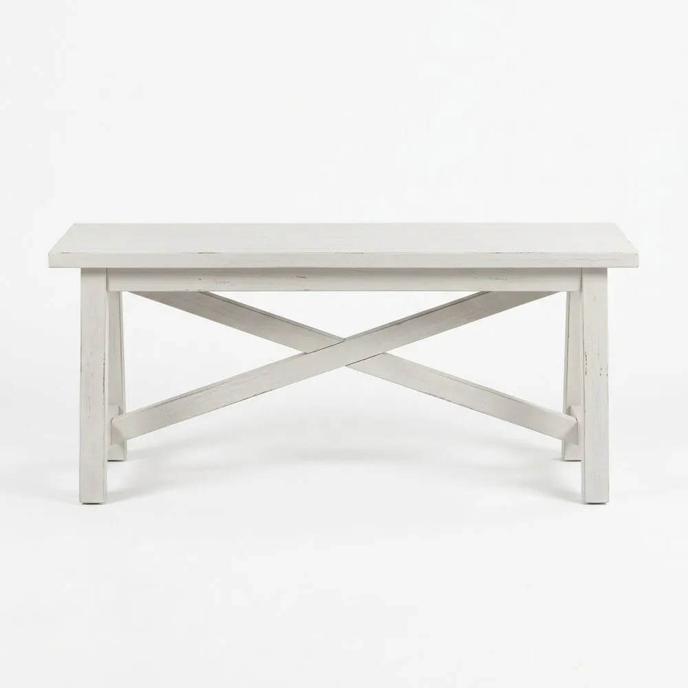 Holzbank Massivholz Kiefer Weiß 120x36x46 cm (L x B x H)