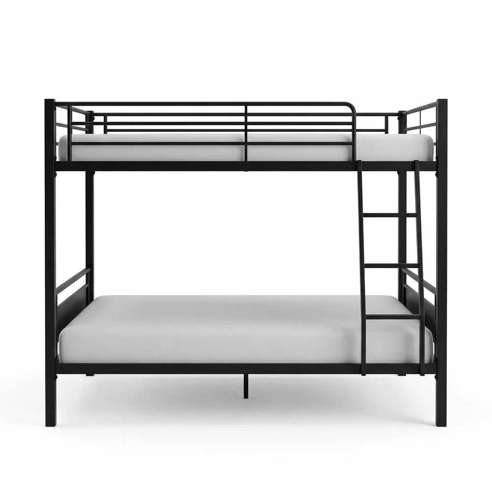 Stahl Etagenbett Schwarz 200 cm x 90 (Gesamtlänge x Gesamtbreite) cm mit Leiter