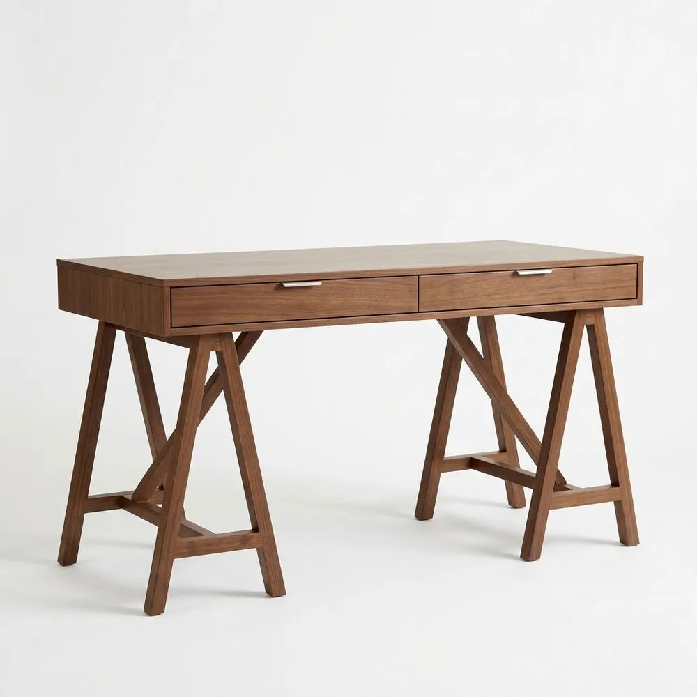 Schreibtisch Massivholz Walnuss mit Schubladen 120x60x75cm (L x B x H)