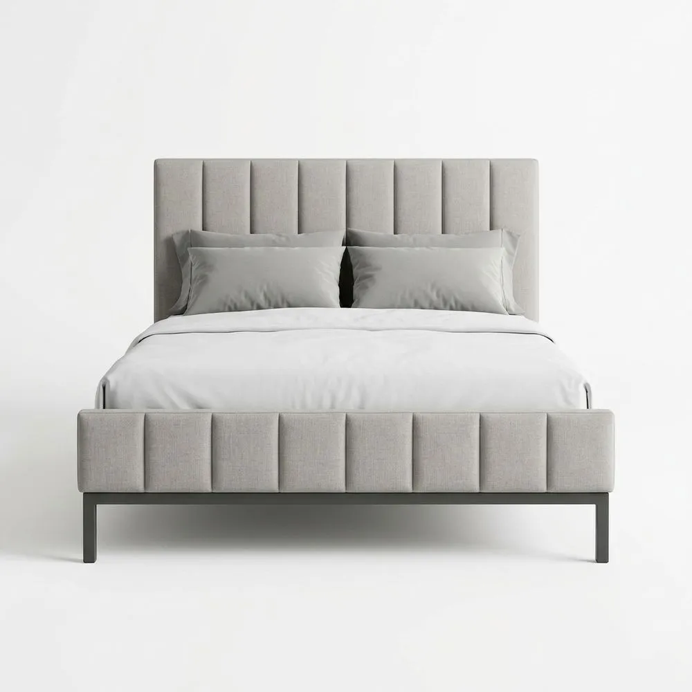 Polsterbett Stahl und Polyestergewebe Hellgrau 200x140 (Länge x Breite) cm