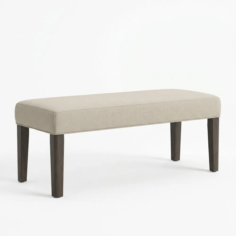 Bank Leinen Beige 120x40x45cm Rechteckig Holzbeine (L x B x H)