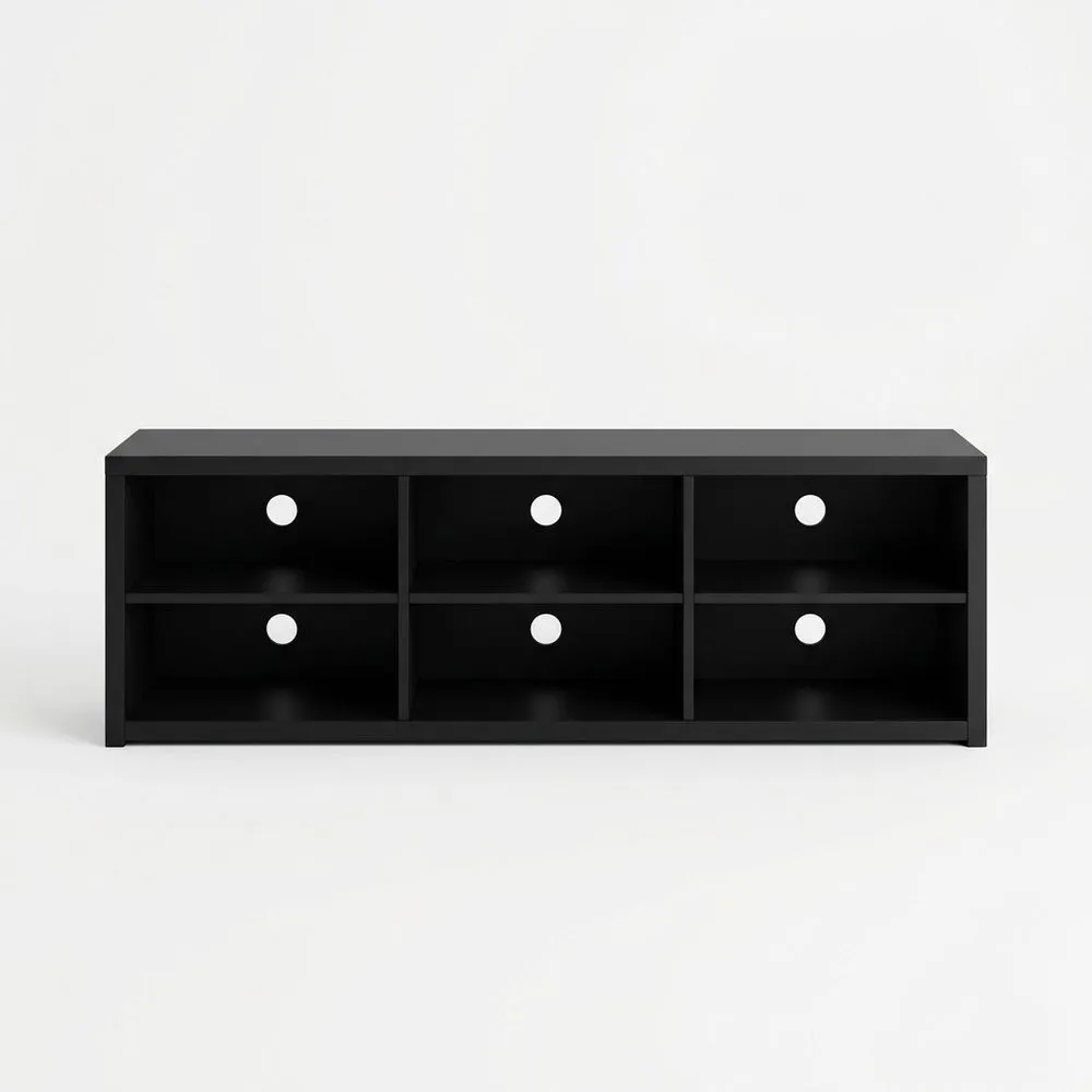 Regal TV-Bank aus Spanplatte Schwarz, Länge 120 cm