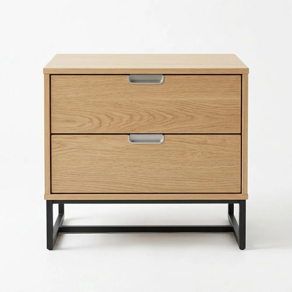Nachtkommode aus Eiche mit zwei Schubladen 50x40x60 (Länge x Breite x Höhe) cm