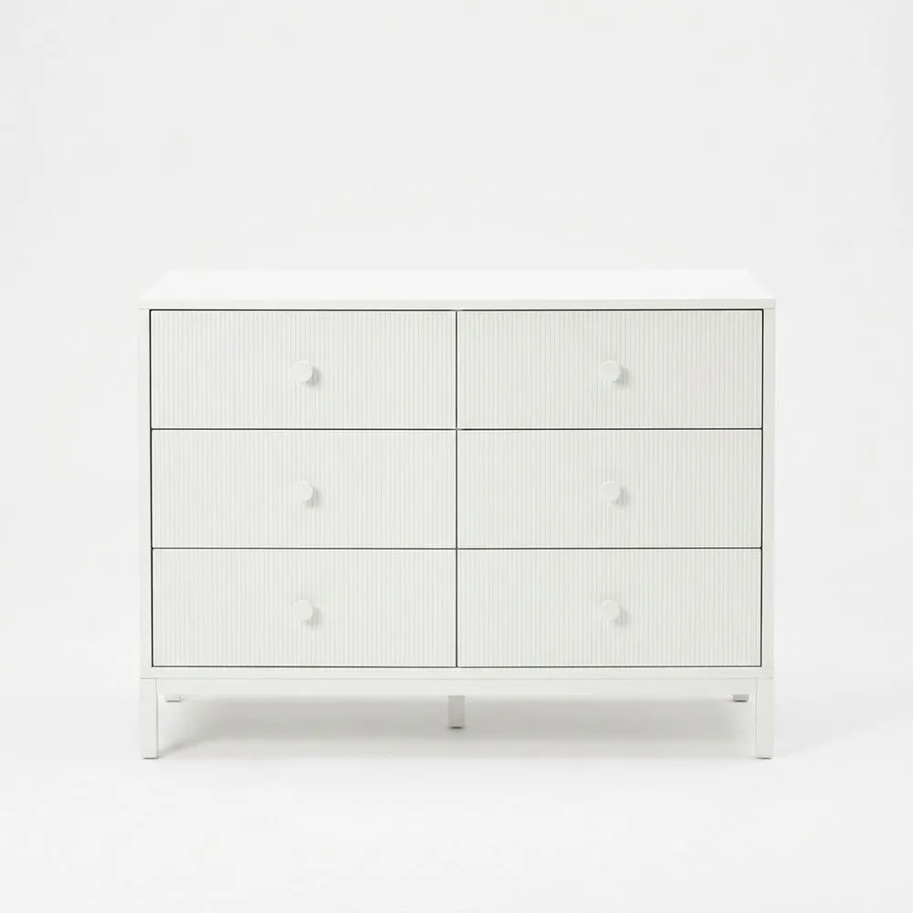 Kommode mit 6 Schubladen MDF Weiß