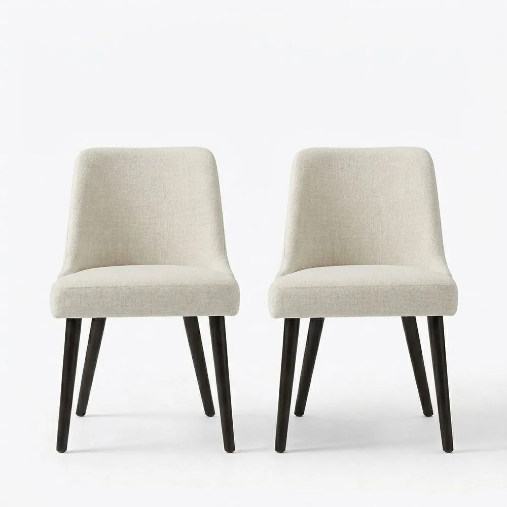 Esszimmerstuhl Set aus Polyestergewebe Beige mit Massivholzbeinen 2er Set