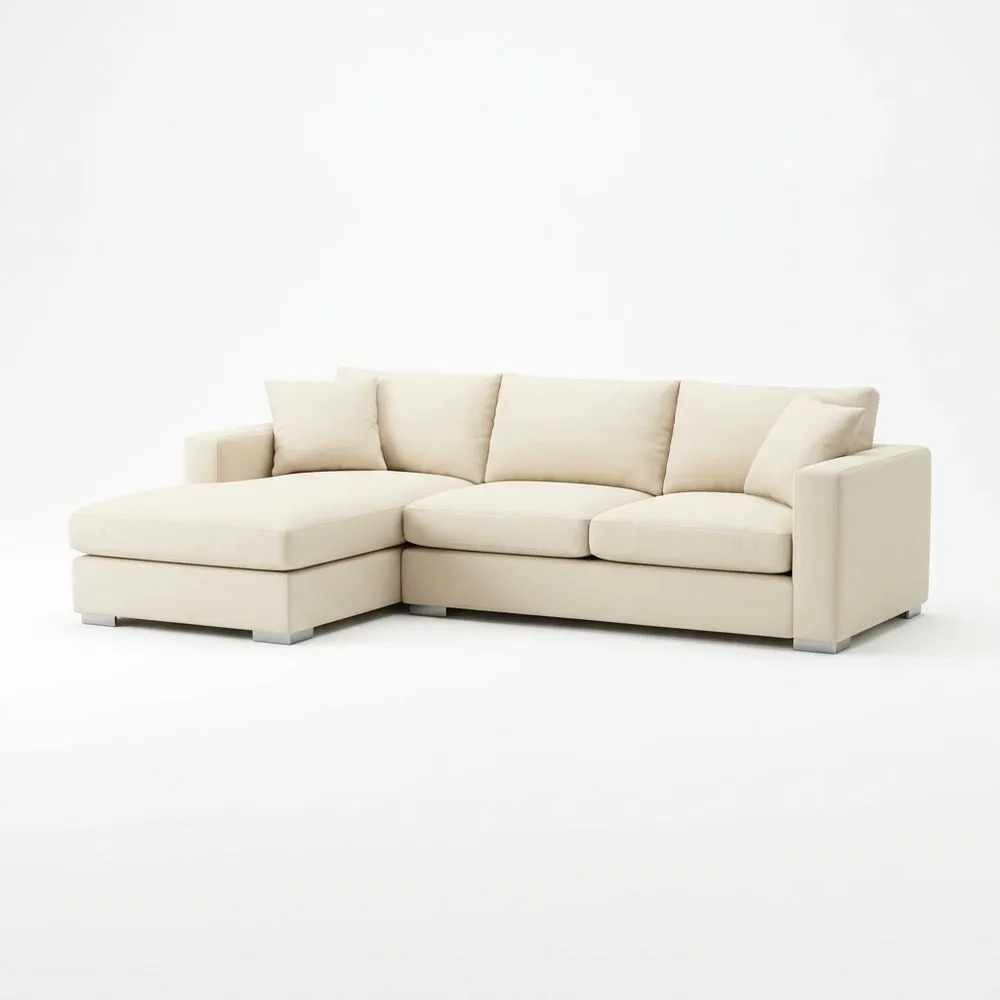 Ecksofa aus Polyestergewebe Beige L-Form, Länge 280 cm × Breite 160 cm × Höhe 85 cm