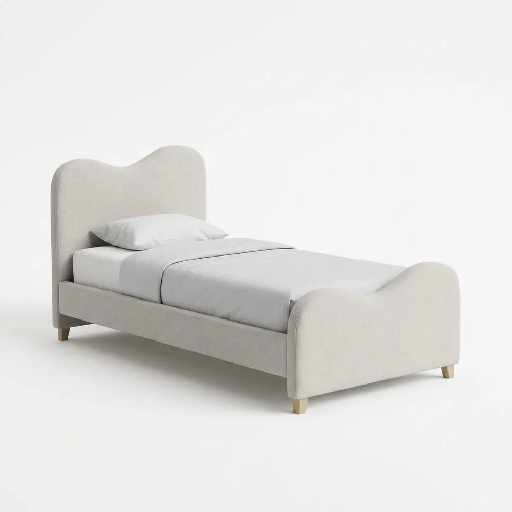 Einzelbett Polyesterbezug Beige 200x90 (Länge x Breite) cm