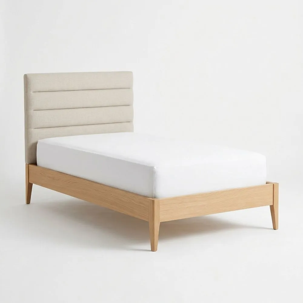 Einzelbett Eiche Beige Kopfteil 200x90 (Länge x Breite) cm