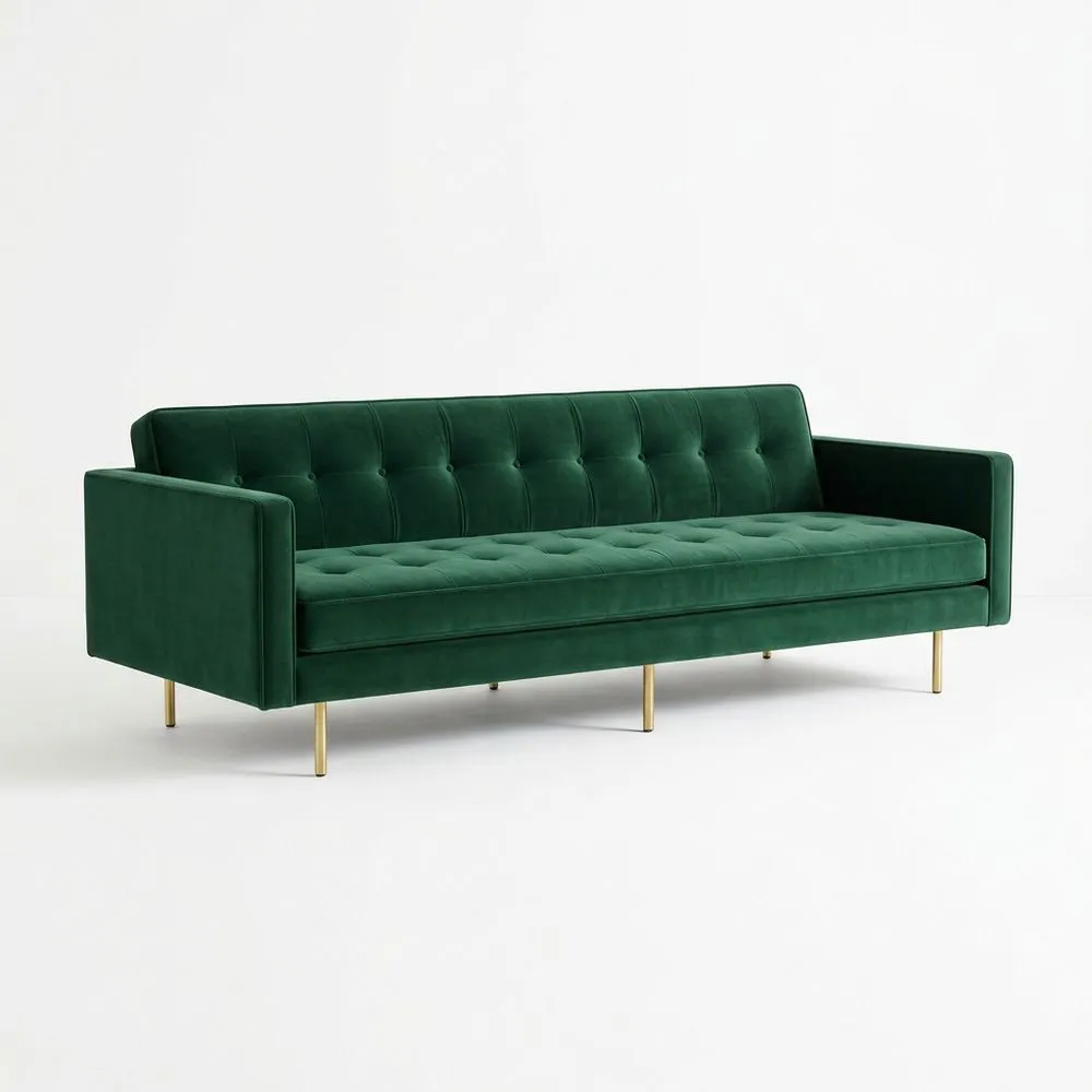 Samtsofa 3-Sitzer Dunkelgrün