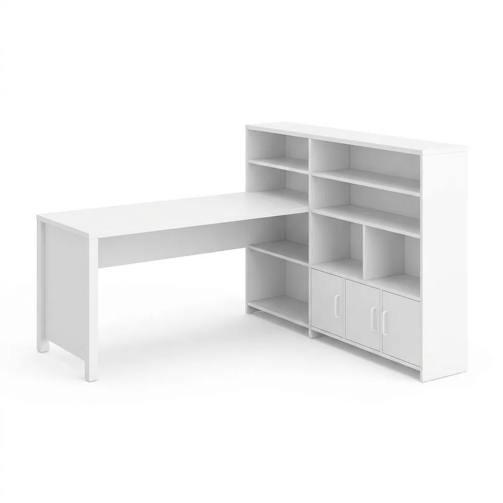 Eckschreibtisch mit Regalen MDF Weiß 140x117x75 cm (L x B x H)