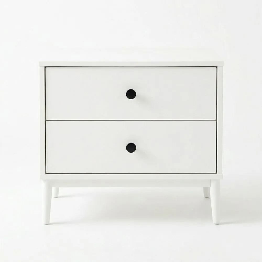 Nachtisch MDF Weiß 2 Schubladen 60x45x55 (Länge x Breite x Höhe) cm