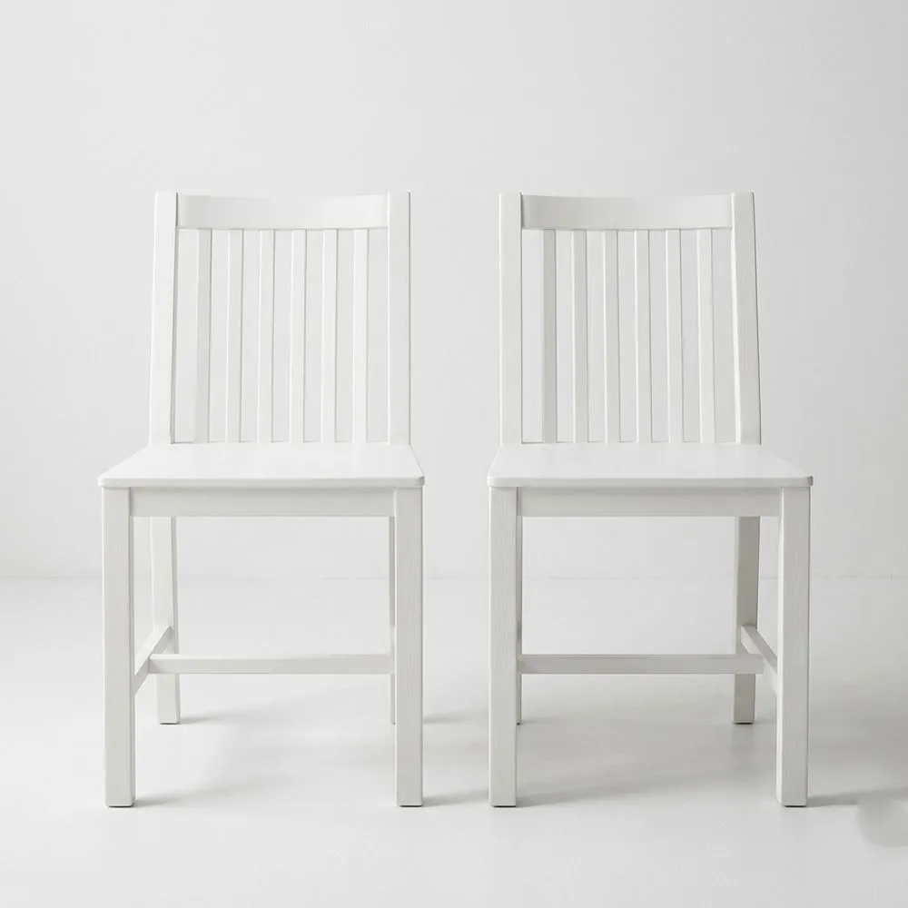 2er Set Esszimmerstuhl Massivholz Weiß