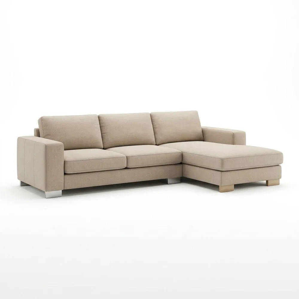 Beiges Ecksofa aus Polyestergewebe, Länge 275 cm × Breite 160 cm × Höhe 85 cm