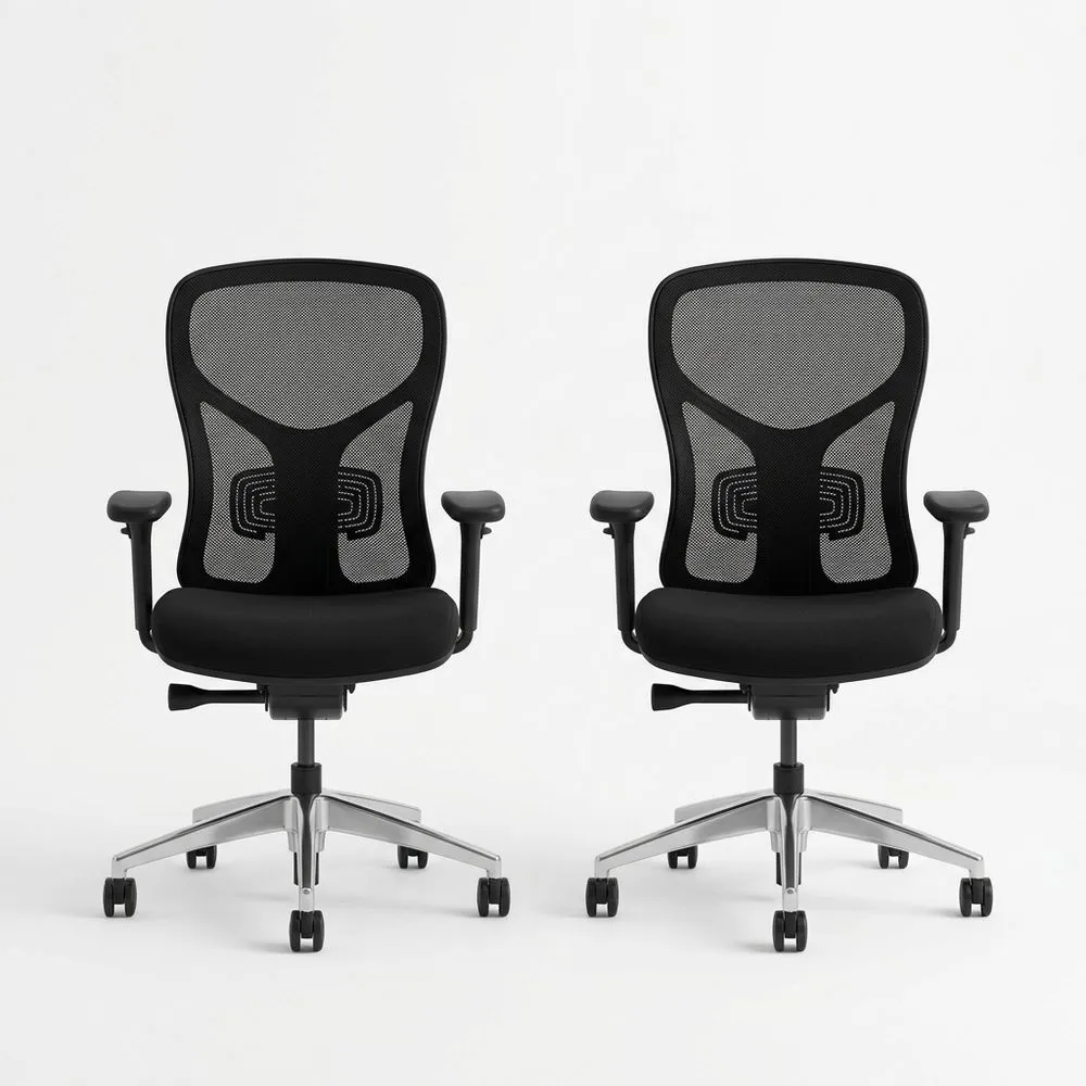 2er Set Bürostuhl Netzstoff Schwarz Verstellbar