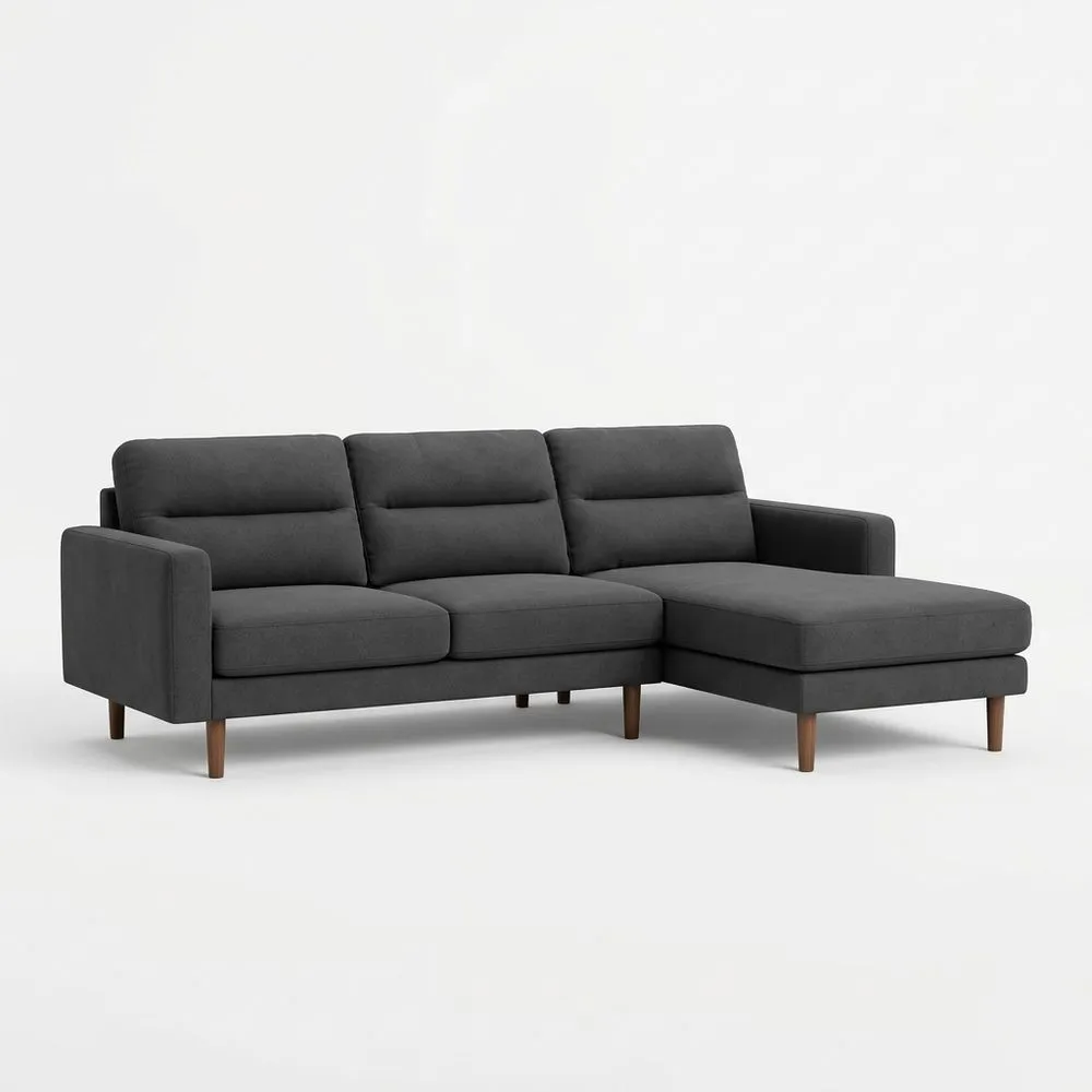Ecksofa aus Polyester Dunkelgrau, Länge 260 cm