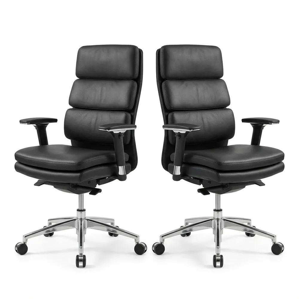 Set aus zwei verstellbaren Bürostühlen aus Kunstleder Schwarz