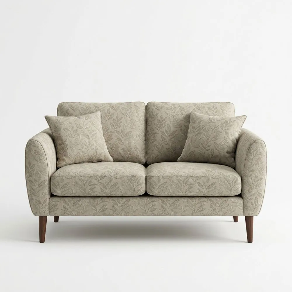 Zweisitzer-Sofa aus Baumwolle Beige mit Kissen und Kiefernholzbeinen