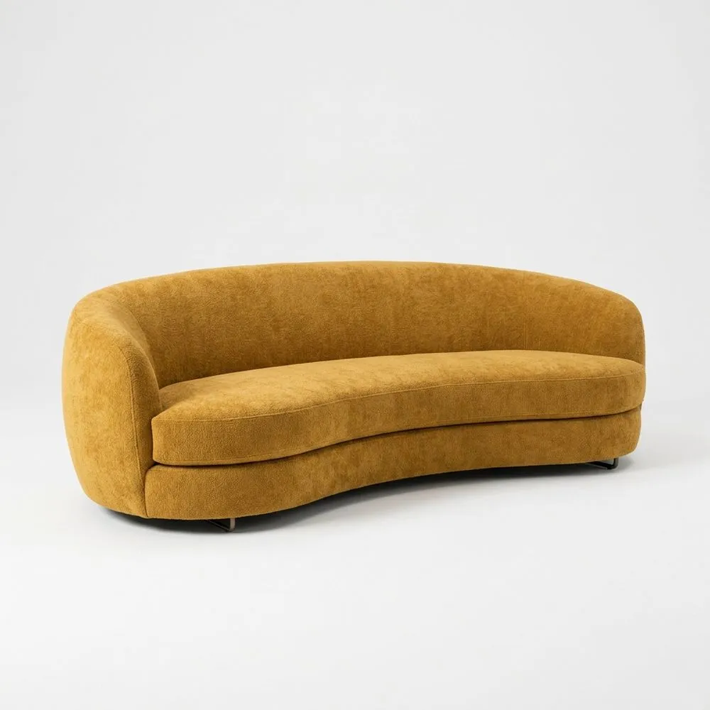Rundes Sofa aus Polyester-Stoff Gelb, Länge 240 cm