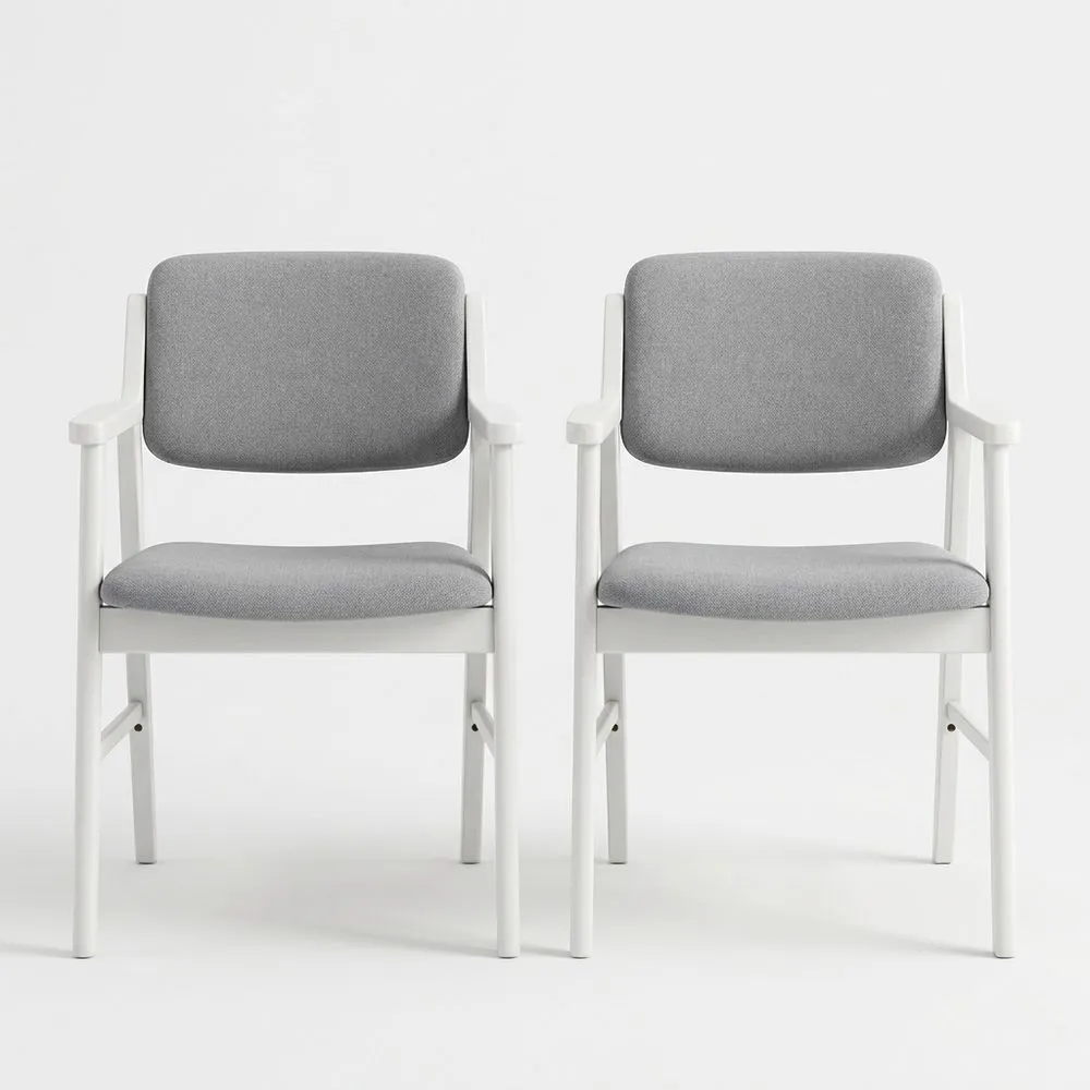 2er Set Esszimmerstühle aus Buchenholzrahmen mit Polyesterpolsterung Grau