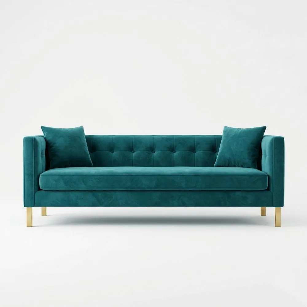 Sofa Samt Petrol Länge 215 cm