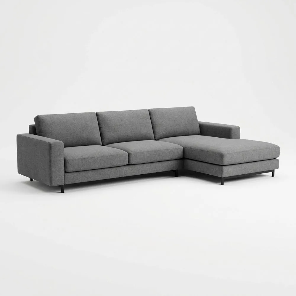 Graues Ecksofa aus Polyestergewebe mit Chaiselongue, Länge 300 cm × Breite 200 cm × Höhe 85 cm