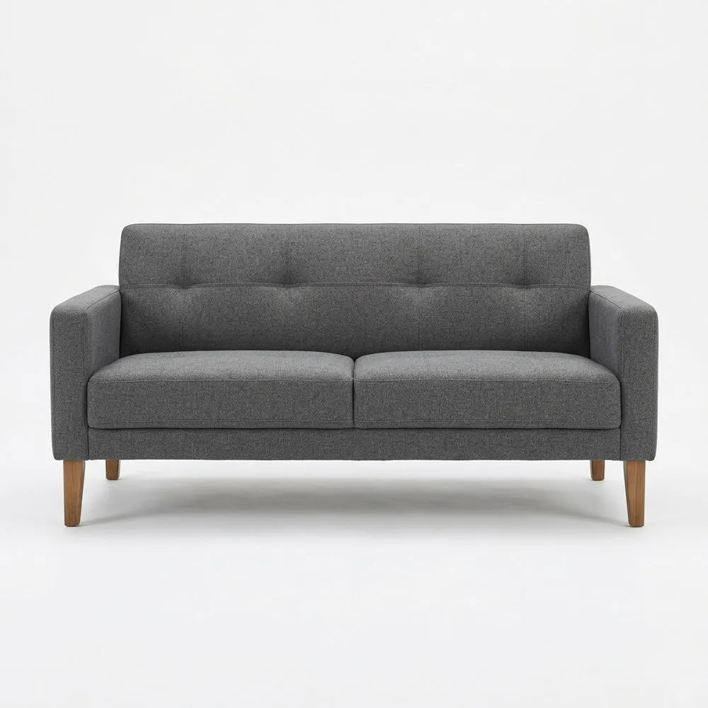 Sofa Zweisitzer aus Polyester Dunkelgrau, Breite 180 cm