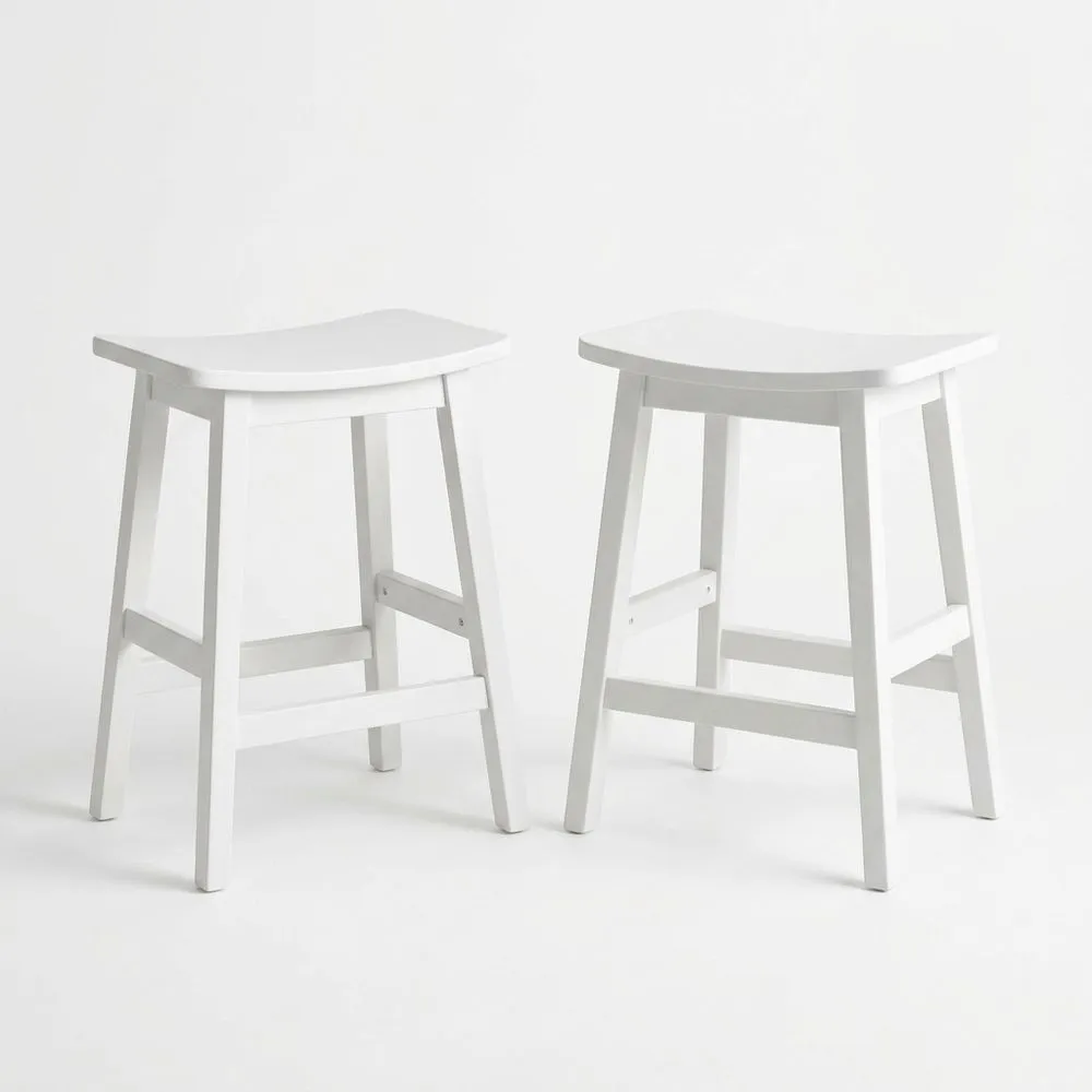 2er-Set Massivholz Hocker Weiß 45x35x65 (Länge x Breite x Gesamthöhe) cm