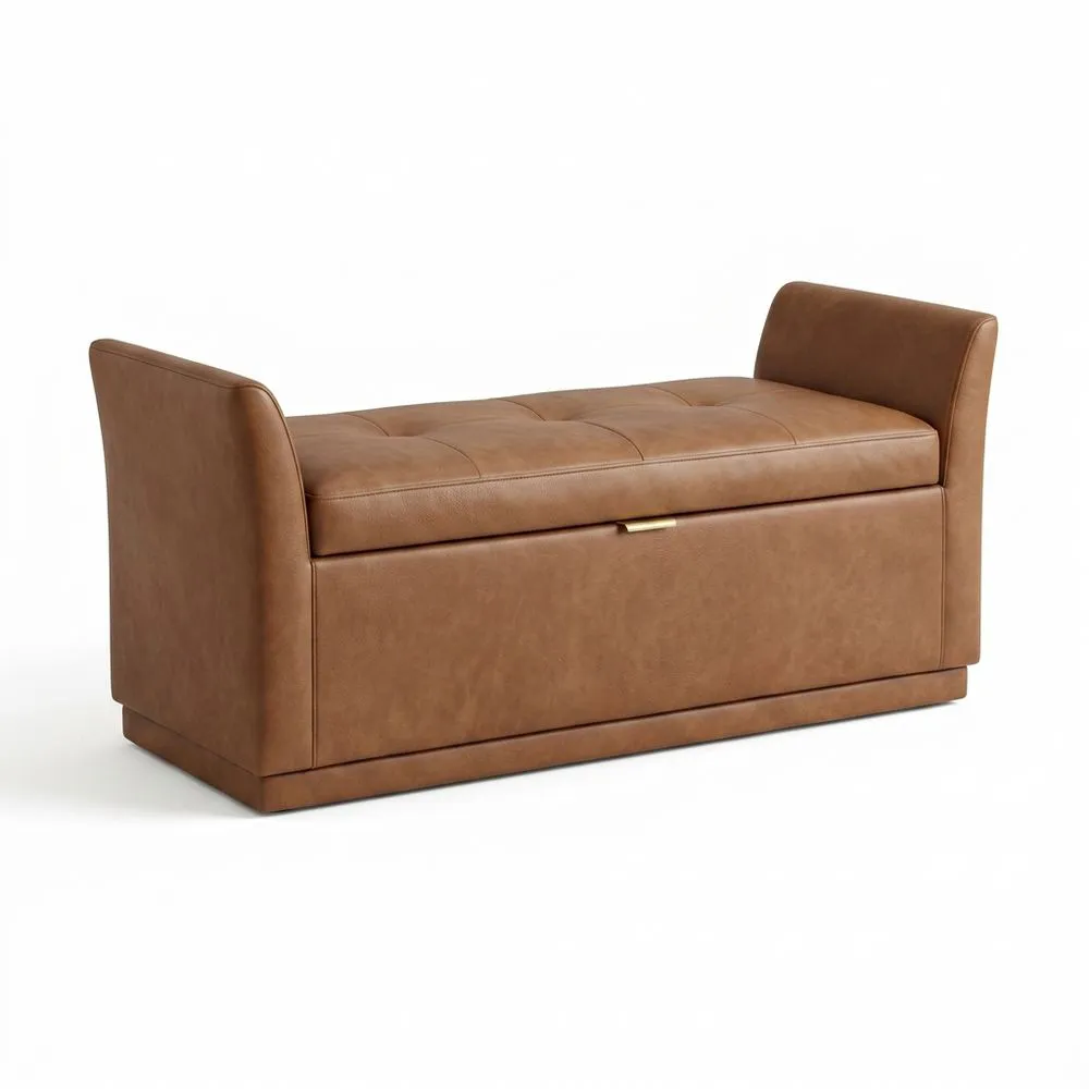 Sitzbank Kunstleder Braun mit Stauraum