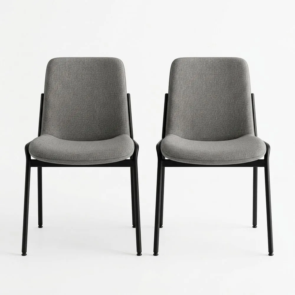 2er Set Stühle aus Polyestergewebe mit pulverbeschichtetem Stahlgestell, Grau