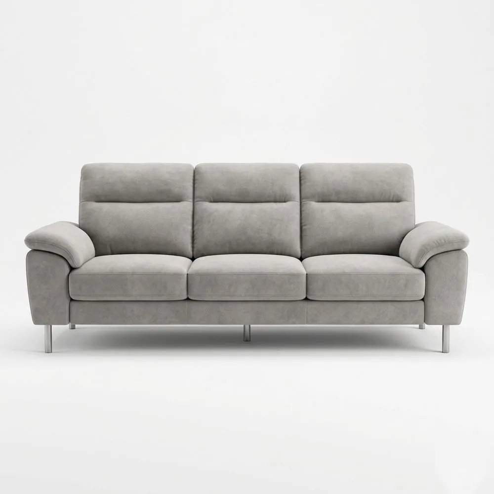 3-Sitzer Sofa Mikrofaser Hellgrau Länge 200cm
