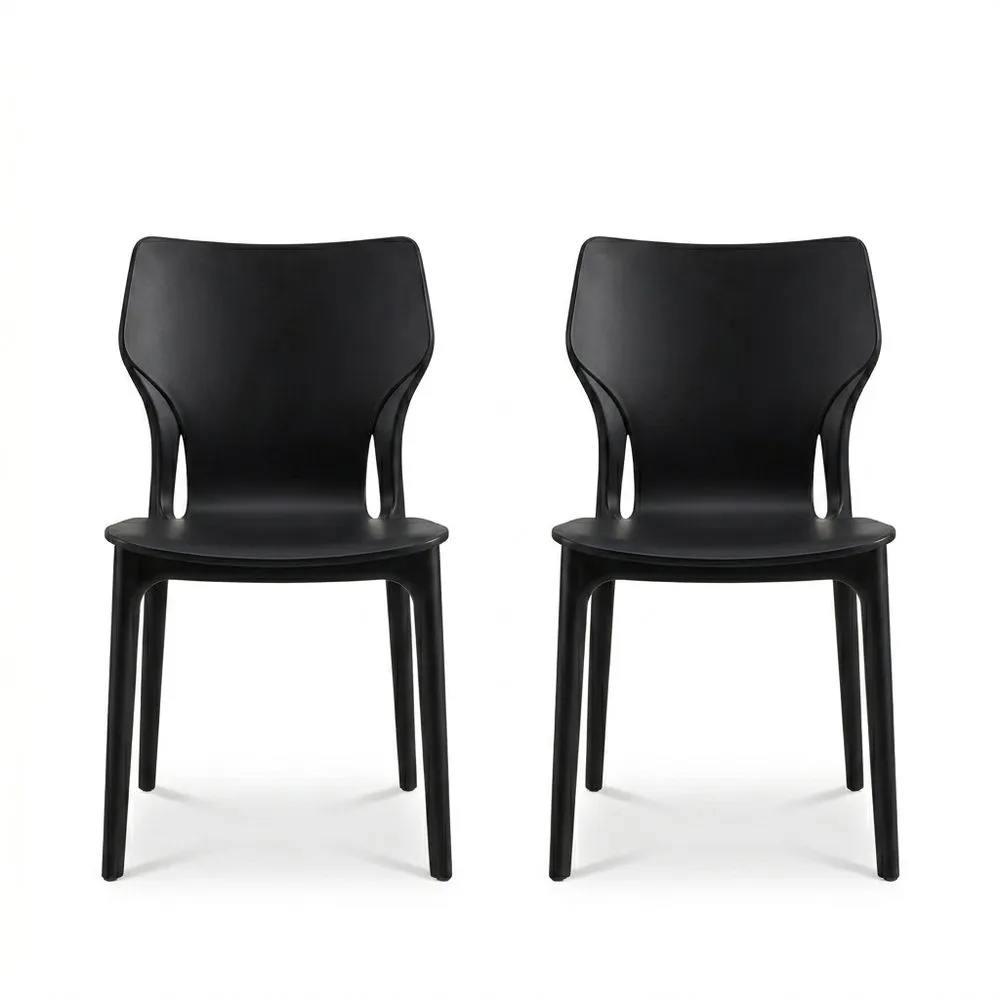 2er Set Stühle Kunststoff Schwarz