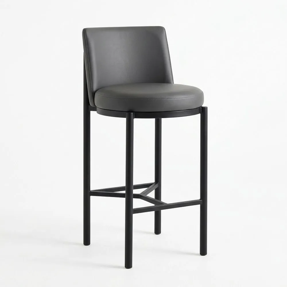 Barhocker aus Stahl und Polyurethanleder Grau 105 cm (Höhe)
