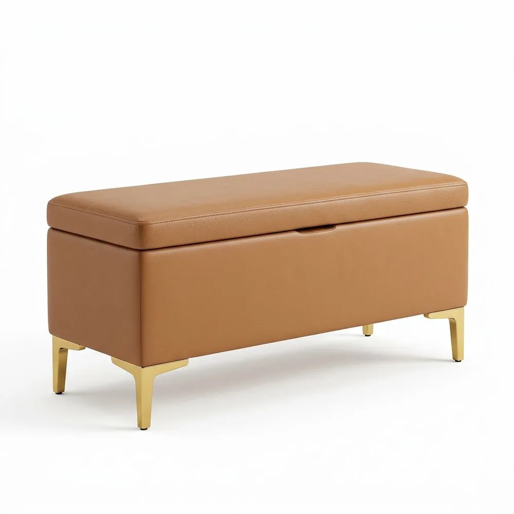 Aufbewahrungsbank Leder Braun 100x40x45 (LxBxH) cm