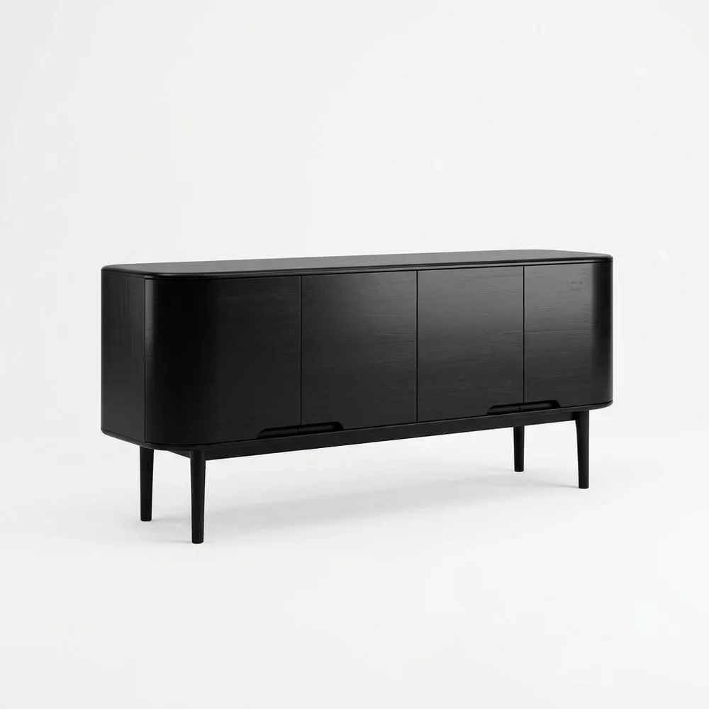 Sideboard Holzfurnier Schwarz 160x45x75 (Länge x Breite x Höhe) cm
