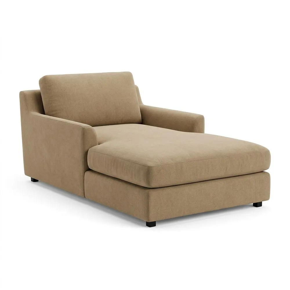 Chaise Longue aus Polyestergewebe Beige, Länge 165 cm × Breite 90 cm × Höhe 80 cm
