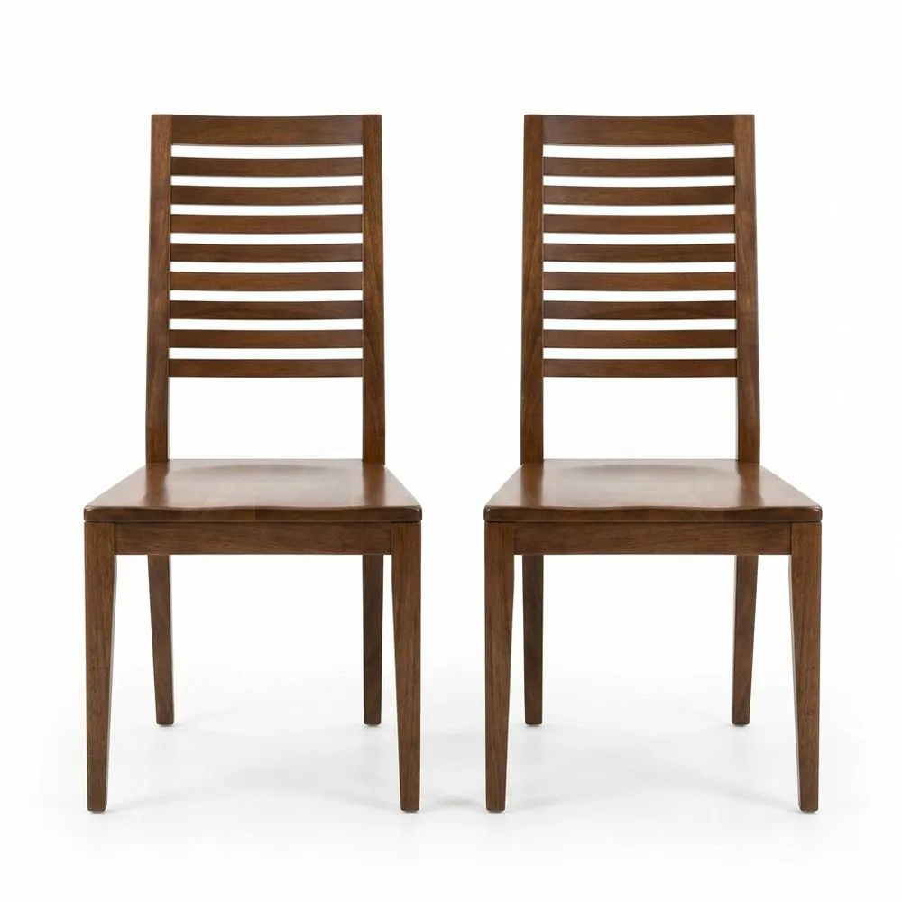 Esszimmerstuhl-Set 2 Stück Massivholz Nussbaum, Breite 45 cm x Tiefe 55 cm x Höhe 85 cm