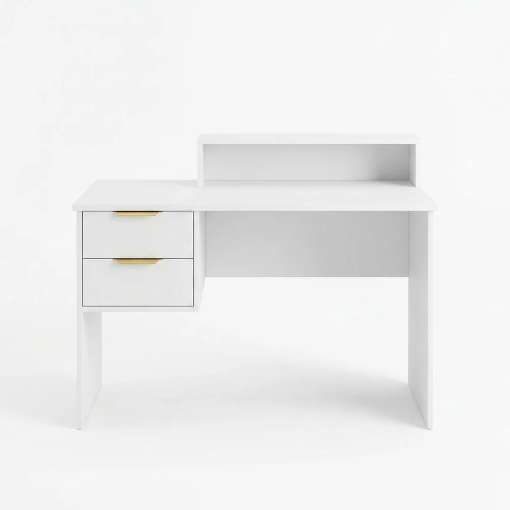 Schreibtisch aus MDF mit Schubladen in Weiß